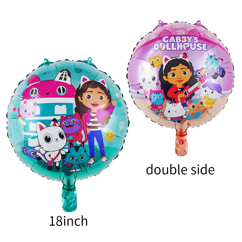 Ensemble de ballons numérotés Gabby Dollhouse Cats, décoration de fête d'anniversaire pour enfants, ballons en latex et aluminium, cadeau jouet pour fille Gabby's Doll