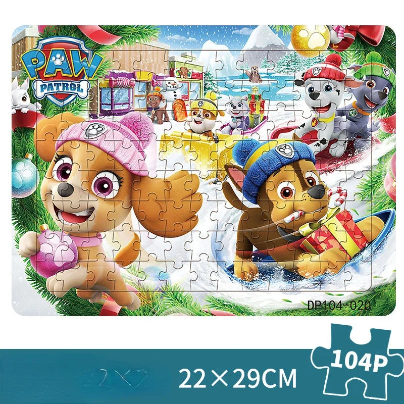 104 pièces Paw Patrol Puzzle pour enfants dessin animé patrouille canine Puzzles jouets éducatifs jeux d'apprentissage garçons filles cadeau