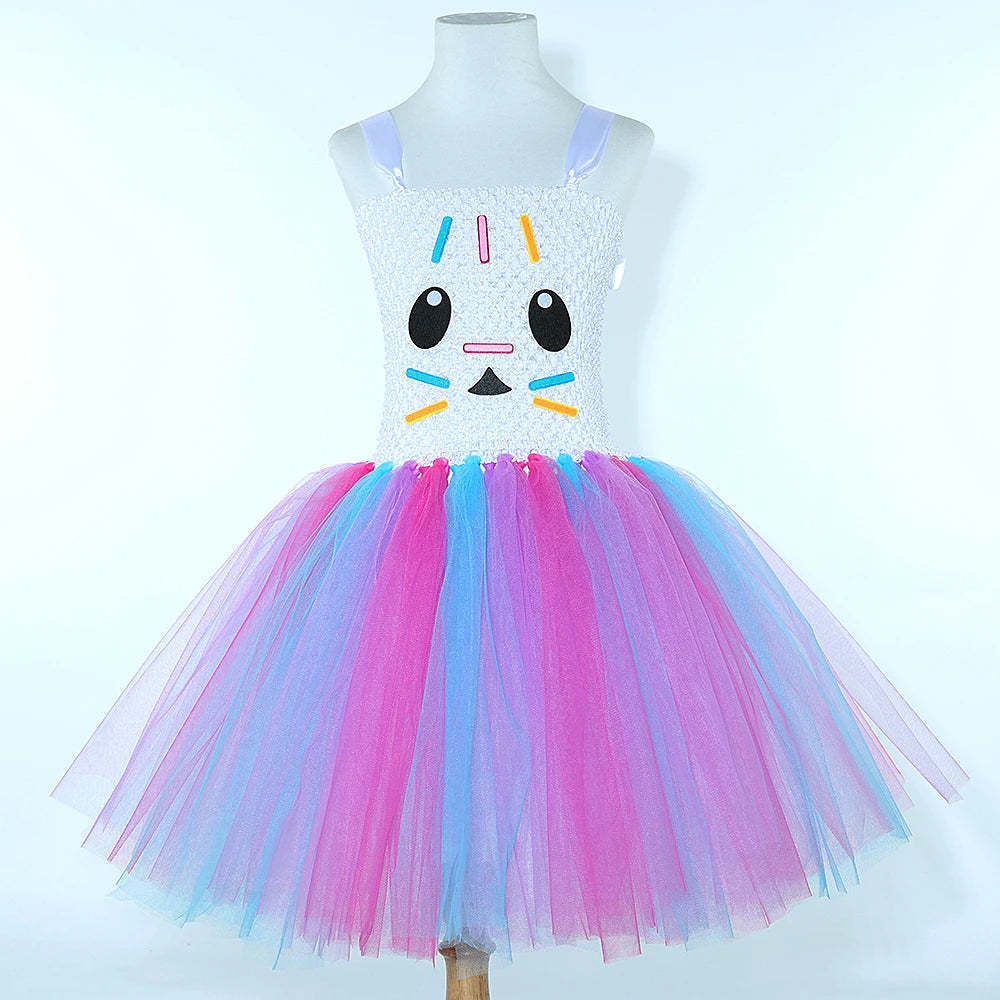 Costumes de chat Gabby mignons pour bébés filles, robe Tutu de chat de dessin animé pour enfants, tenue de Ballet d'anniversaire et de nouvel an avec oreilles, nœud de cheveux
