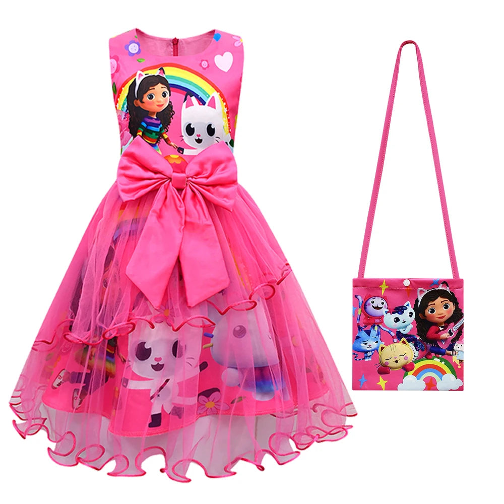 Costume de maison de poupée Gabby pour enfants, vêtements de chat Gabbys mignons, robe de princesse pour bébés filles, cadeau de fête de carnaval