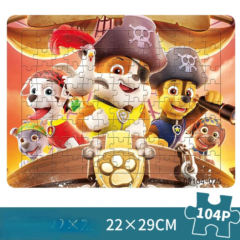 104 pièces Paw Patrol Puzzle pour enfants dessin animé patrouille canine Puzzles jouets éducatifs jeux d'apprentissage garçons filles cadeau
