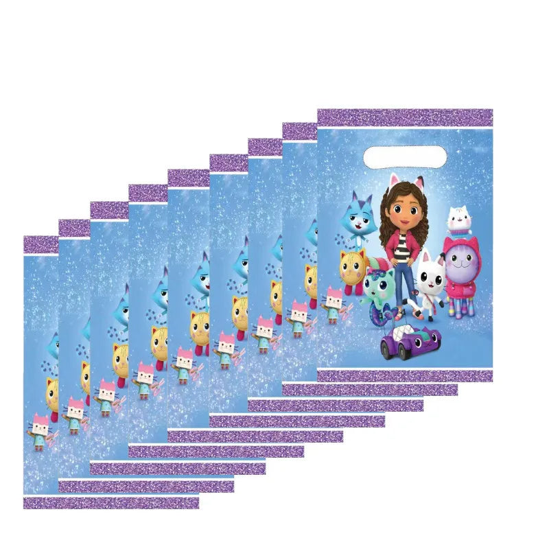 10-50 sacs cadeaux Gabby Doll House pour enfants, décoration de fête d'anniversaire, sacs de bonbons, emballage pour cadeaux de fête prénatale