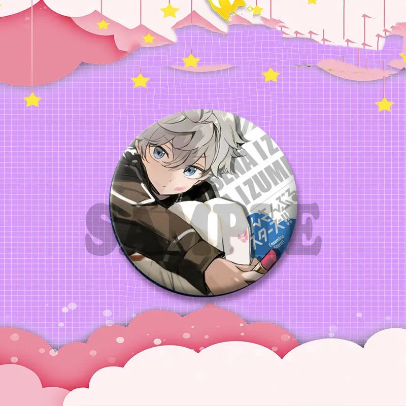 Ensemble étoiles jeu Badge rond créatif dessin animé idole bouton broche vêtements sac à dos bijoux accessoires décoration épinglettes