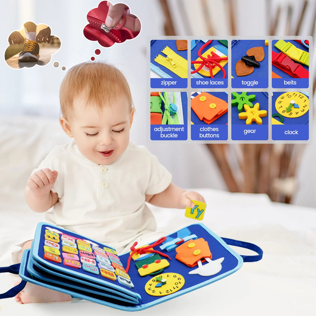 Livre d’Activités Montessori pour Enfants 3-6 Ans – Busy Board Éducatif Sensoriel Portable