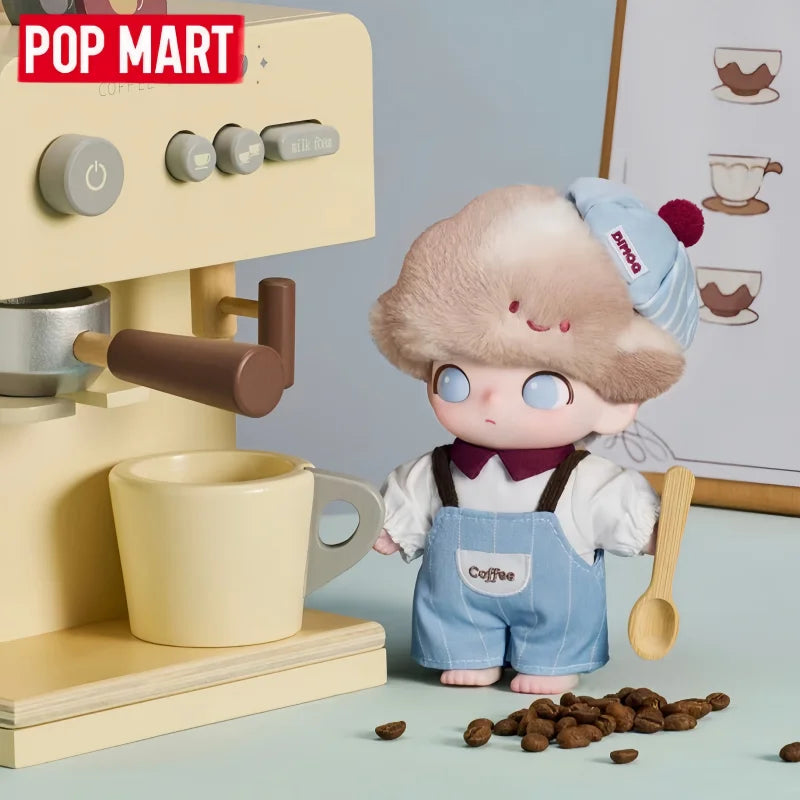 POP MART Édition Limitée DIMOO Little Elephant Crush On Coffee Series Boîte Mystère Figurine Vinyle Porte-clés Carte Suspendue Cadeaux