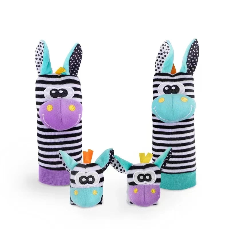Chaussettes hochet au poignet pour bébé, jouet d'apprentissage pour fille et garçon, dévChaussettes Hochet Bébé avec Bracelet de Poignet – Jouet Sensoriel d’Éveil Montessori 0 à 12 Mois
