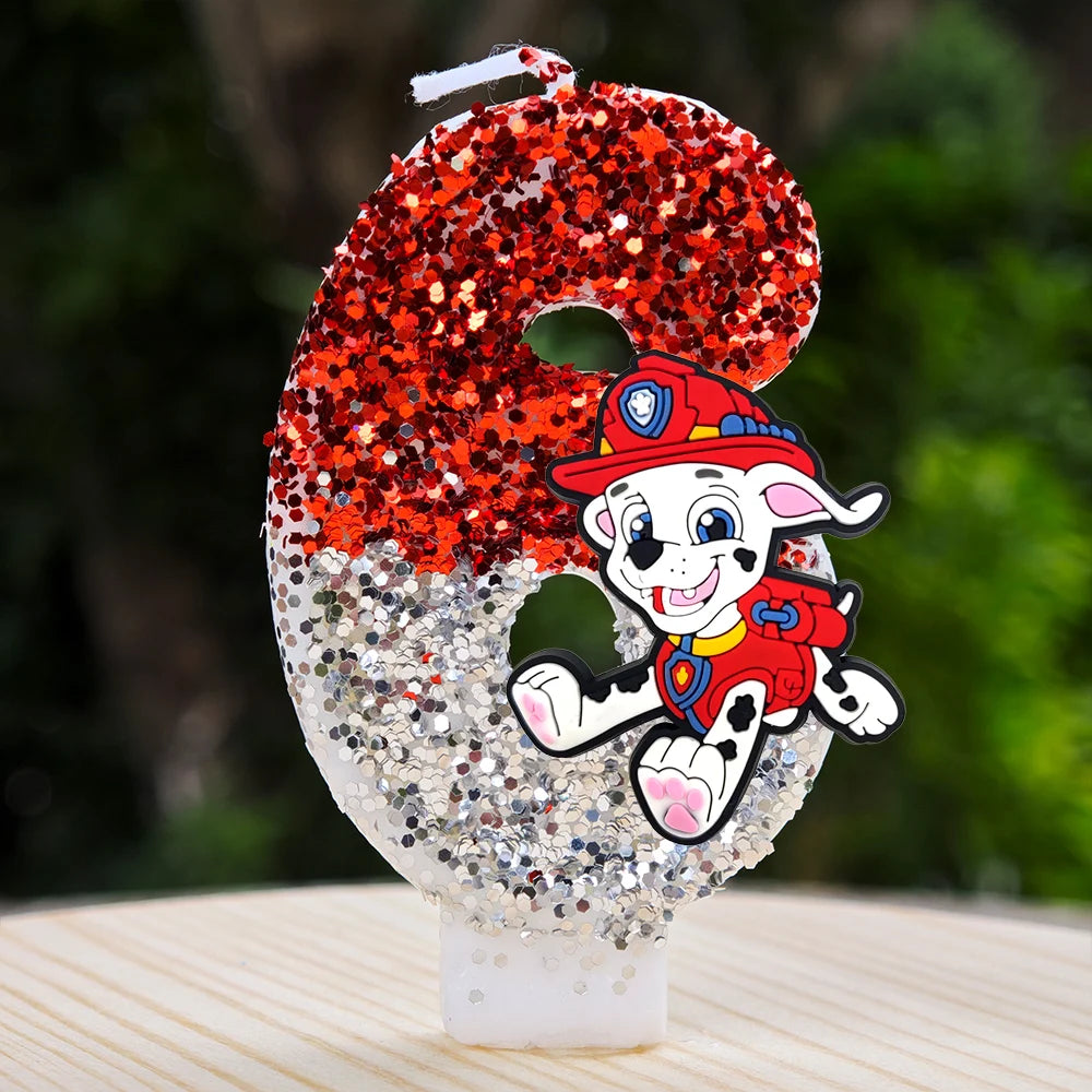 Bougie Paw Patrol 0-9 chiffres, personnage de dessin animé Paw Patrol, gâteau de fête enfichable, décoration de gâteau d'anniversaire, cadeau de réception-cadeau pour bébé