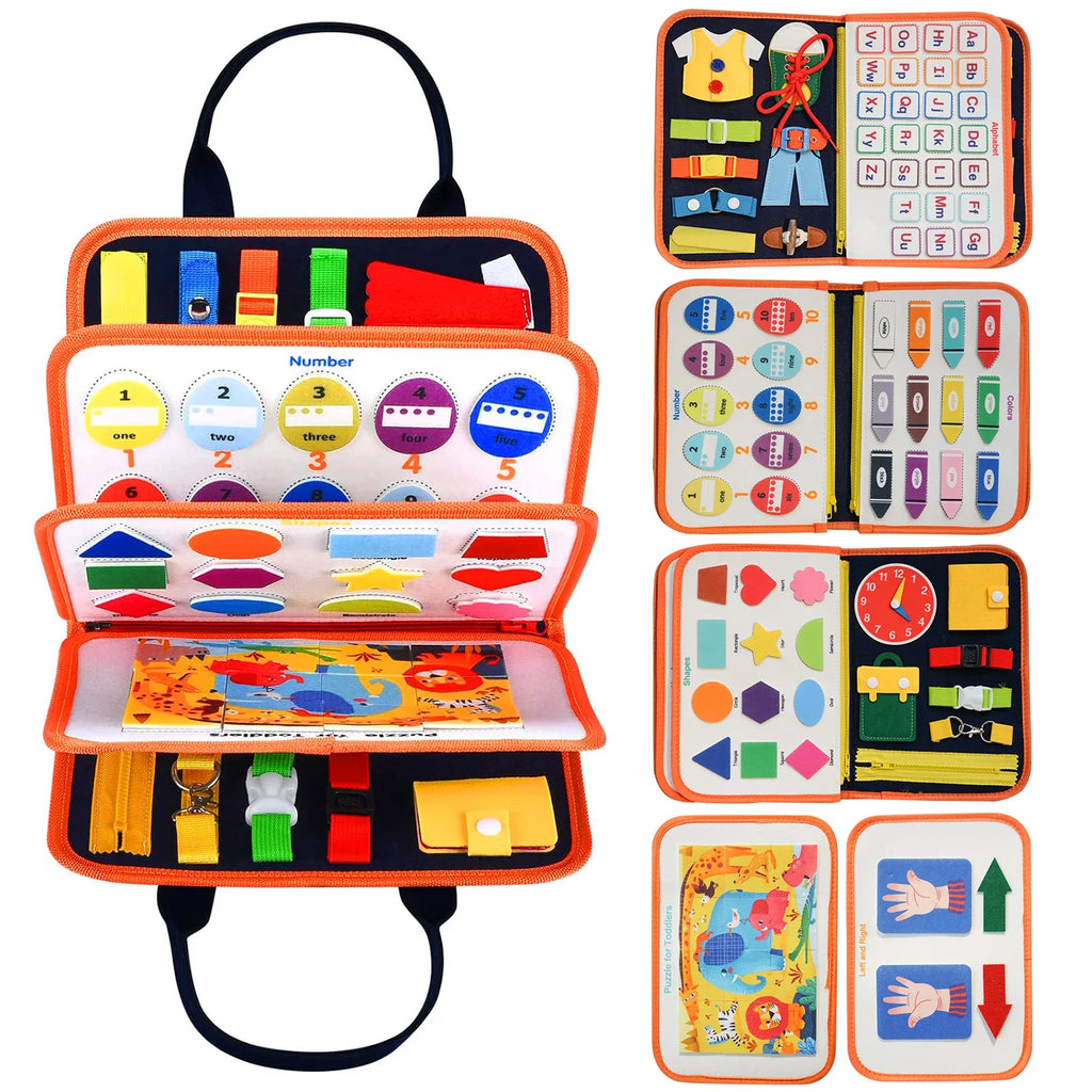 Planche d’Activités Montessori 3 à 6 Ans – Tableau Sensoriel Éducatif Portable pour l’Apprentissage Précoce