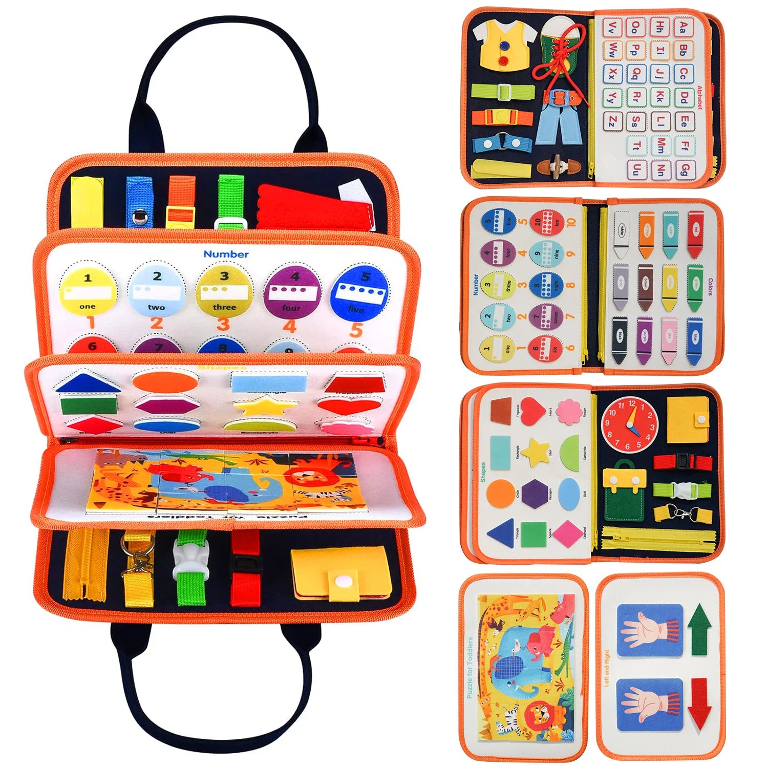 Planche d’Activités Montessori 3 à 6 Ans – Tableau Sensoriel Éducatif Portable pour l’Apprentissage Précoce