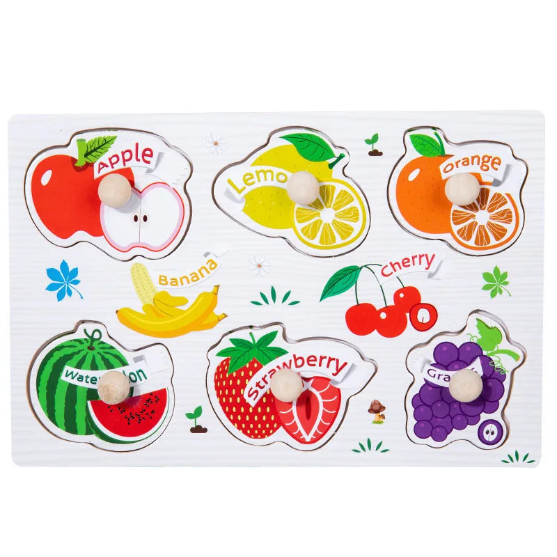 Puzzles en bois Montessori pour bébé, jouets dePuzzle Montessori en Bois pour Bébé – Animaux, Fruits et Véhicules – Jouet Éducatif d’Éveil dès 2 Ans
