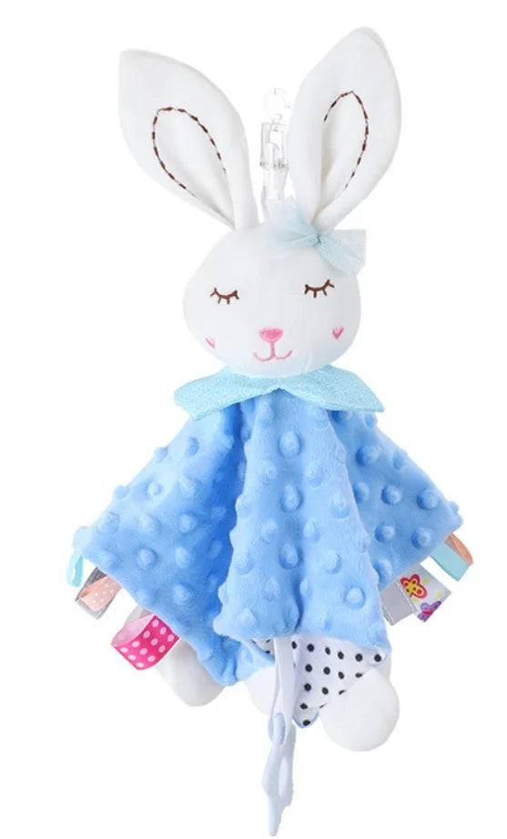 Doudou Plat Bébé avec Peluche Animal – Couverture de Réconfort Douce pour Nouveau-Né