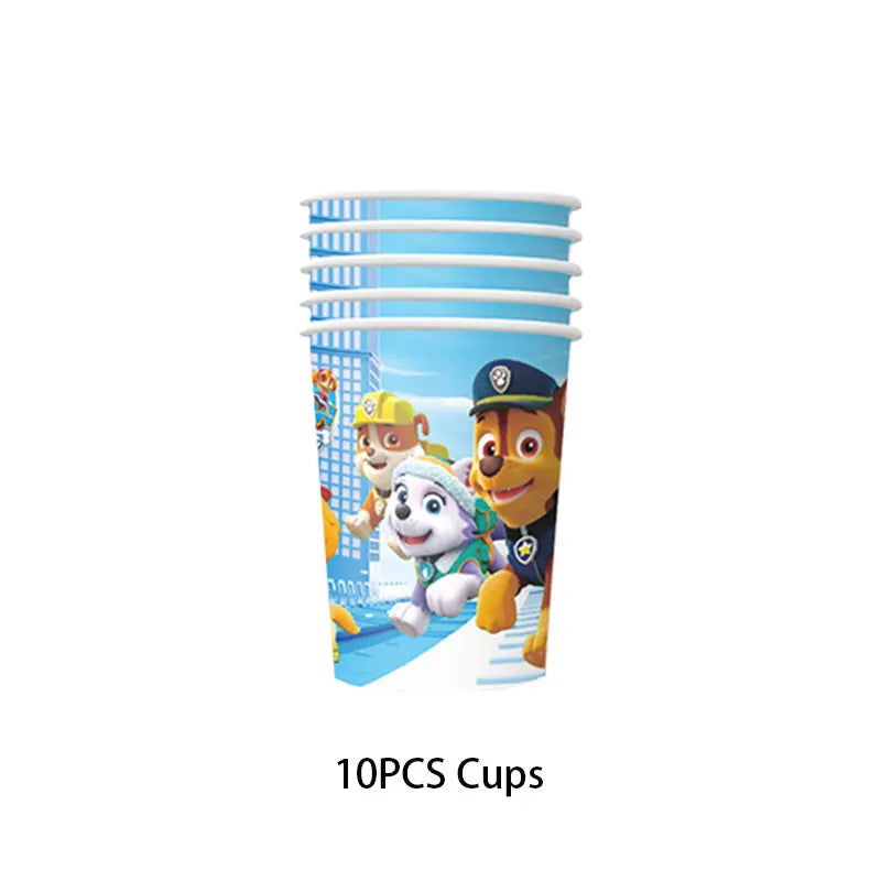 Ensemble de fournitures de fête d'anniversaire Paw Patrol, ballons, toile de fond, assiettes, gobelets, décorations de gâteaux, autocollants Paw Patrol, bannière, cadeaux de fête
