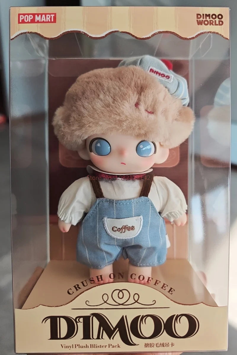 POP MART Édition Limitée DIMOO Little Elephant Crush On Coffee Series Boîte Mystère Figurine Vinyle Porte-clés Carte Suspendue Cadeaux