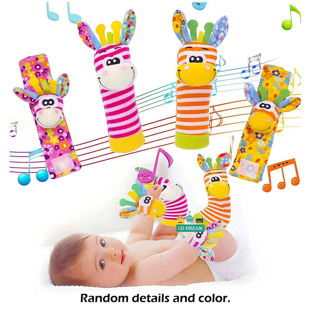 Chaussettes hochet au poignet pour bébé, jouet d'apprentissage pour fille et garçon, dévChaussettes Hochet Bébé avec Bracelet de Poignet – Jouet Sensoriel d’Éveil Montessori 0 à 12 Mois