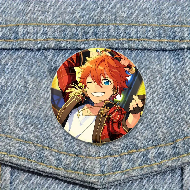 Ensemble d'étoiles rondes faites à la main pour sac à dos, épingles de dessin animé amusantes, accessoires de collection d'anime, décoration de chapeau d'insigne, broches encliquetables