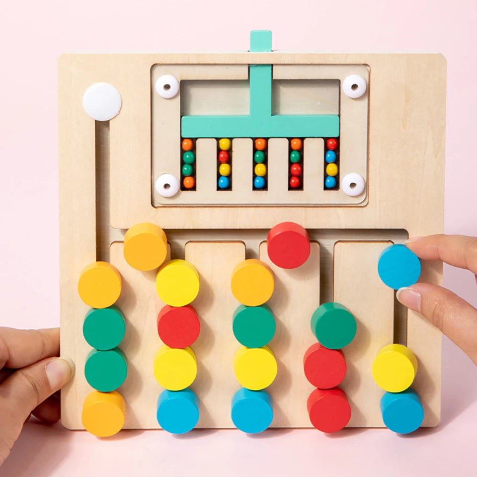 Puzzle Coulissant Montessori en Bois – Jeu de Logique et de Coordination pour Enfants 3 à 6 Ans