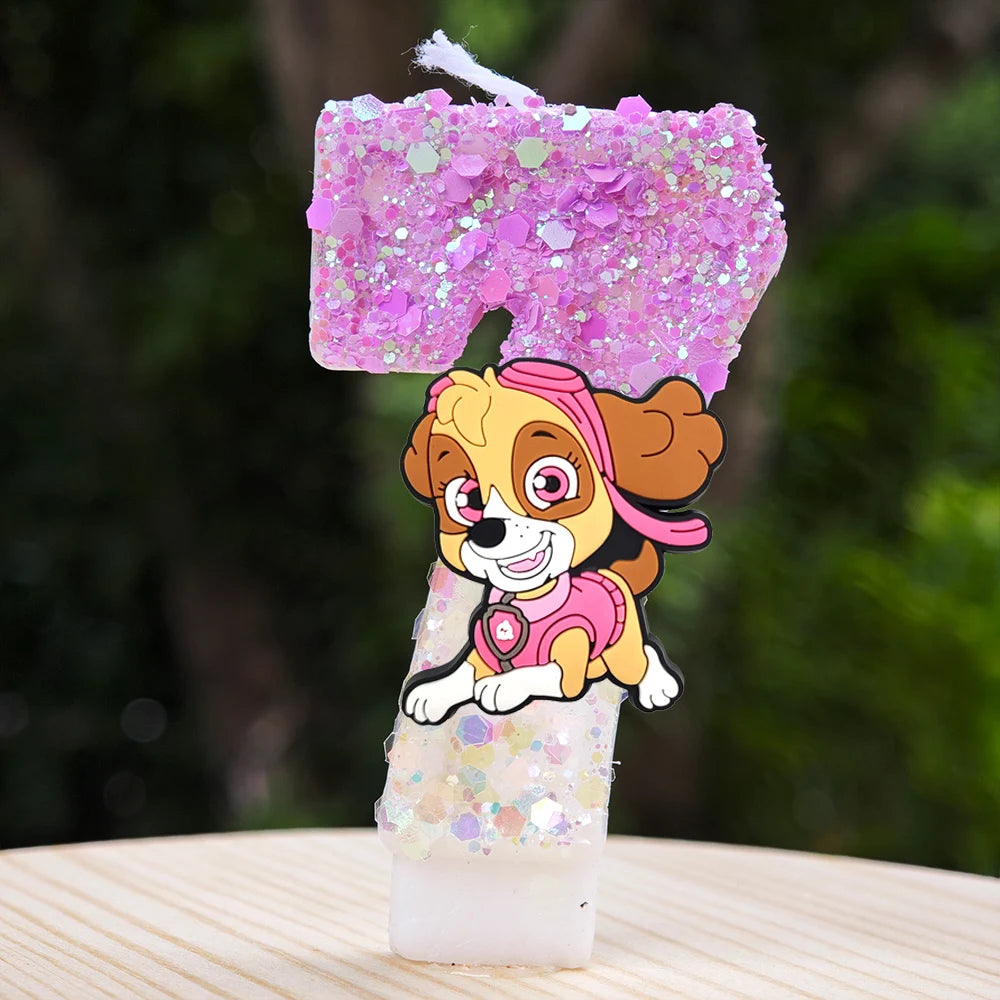 Bougie Paw Patrol 0-9 chiffres, personnage de dessin animé Paw Patrol, gâteau de fête enfichable, décoration de gâteau d'anniversaire, cadeau de réception-cadeau pour bébé