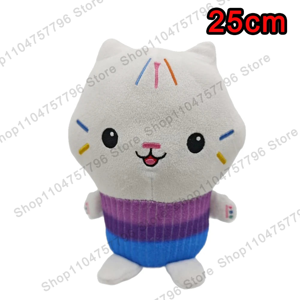 8 pièces Nouveaux porte-clés en peluche Maison de poupée Gabby, animaux en peluche Mercat, chat souriant, chat de voiture, chat câlin, cadeau d'anniversaire pour fille Gaby