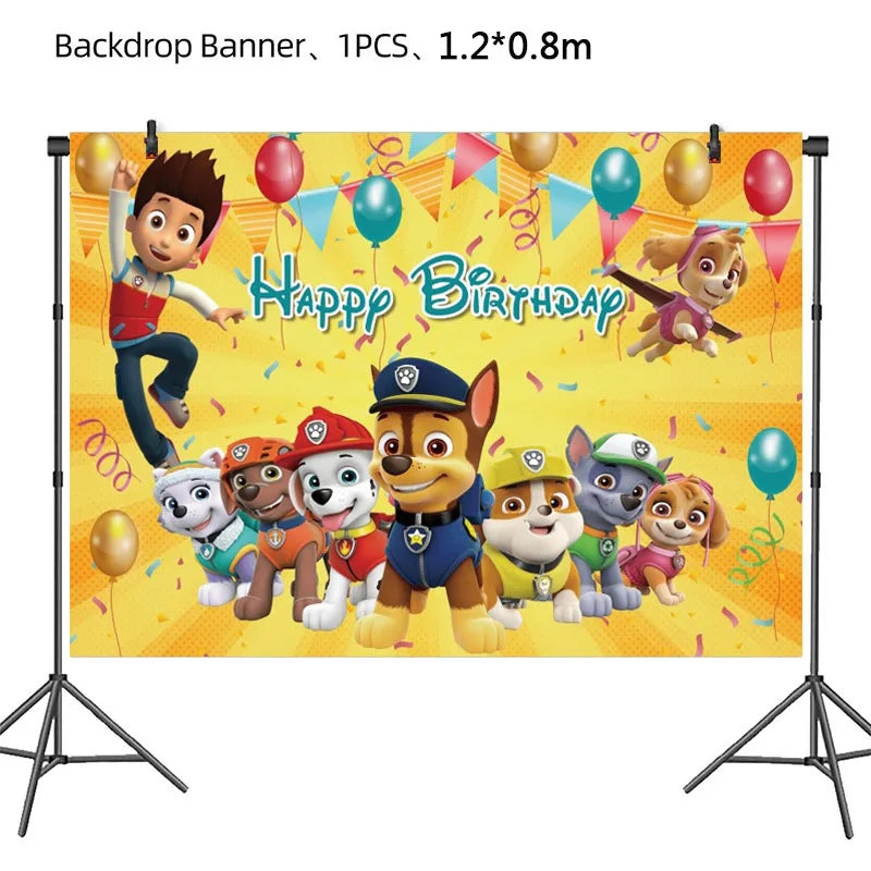 PAW Patrol – décoration de fête d'anniversaire, ensemble de ballons, vaisselle jetable, fournitures pour événements pour enfants, bannière, cadeau d'arrière-plan, nouvelle Version