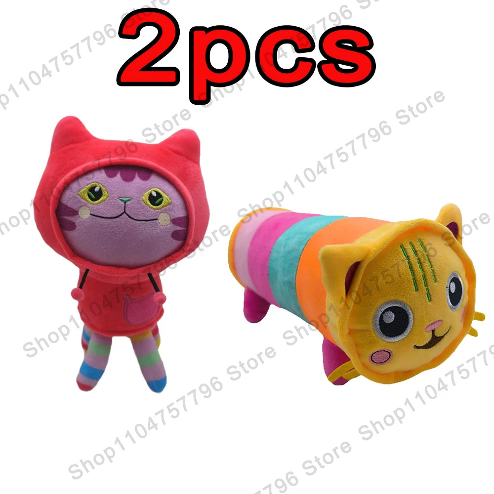 8 pièces Nouveaux porte-clés en peluche Maison de poupée Gabby, animaux en peluche Mercat, chat souriant, chat de voiture, chat câlin, cadeau d'anniversaire pour fille Gaby