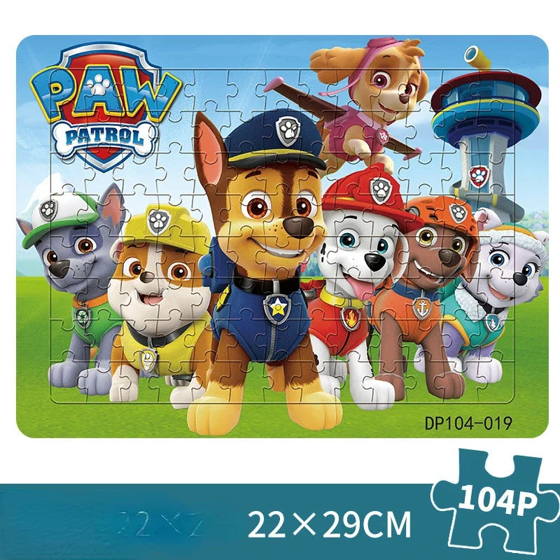 104 pièces Paw Patrol Puzzle pour enfants dessin animé patrouille canine Puzzles jouets éducatifs jeux d'apprentissage garçons filles cadeau