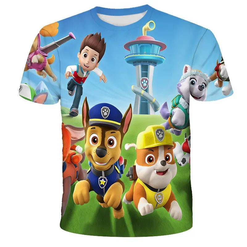 PAW Patrol jouet chien enfants vêtements hauts garçon T-shirt impression 3D pat patrouille t-shirts Anime à manches courtes bébé enfant cadeau d'anniversaire