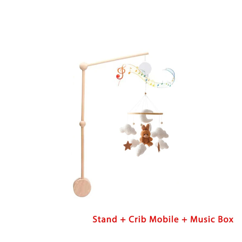 Mobile Musical en Bois pour Lit Bébé – Animaux Marins en Feutre, Hochet Suspendu Montessori