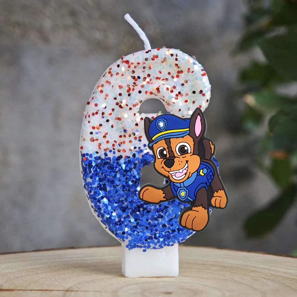 Bougie Paw Patrol 0-9 chiffres, personnage de dessin animé Paw Patrol, gâteau de fête enfichable, décoration de gâteau d'anniversaire, cadeau de réception-cadeau pour bébé