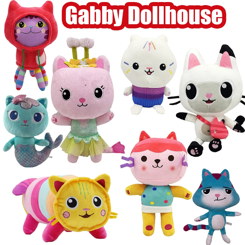 Nouveau Gabbys maison de poupée en peluche Mercat dessin animé animaux en peluche souriant chat voiture chat câlin Gaby fille cadeau d'anniversaire!