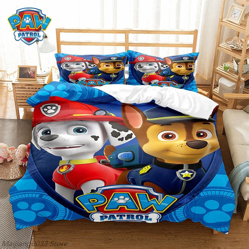Ensemble de housse de couette Paw Patrol Cute Puppy, housse de couette de dessin animé avec taie d'oreiller, literie douce, décoration de chambre à coucher, cadeau pour enfants