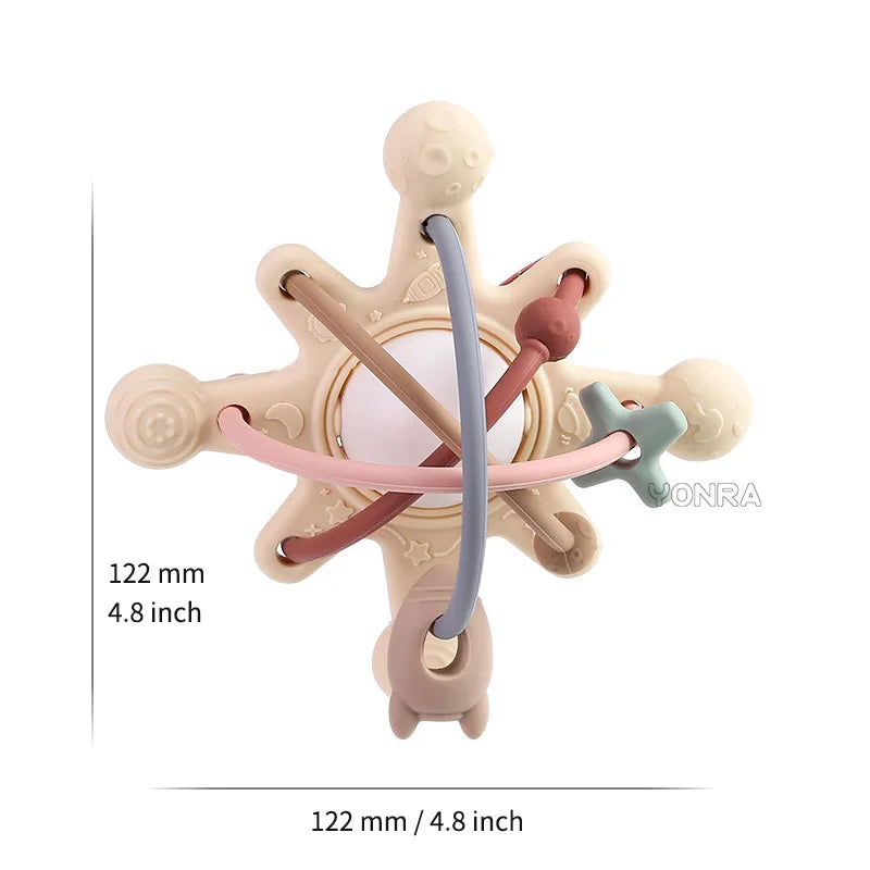 Hochet Montessori en Silicone avec Anneau de Dentition – Jouet Sensoriel et Éveil pour Bébé