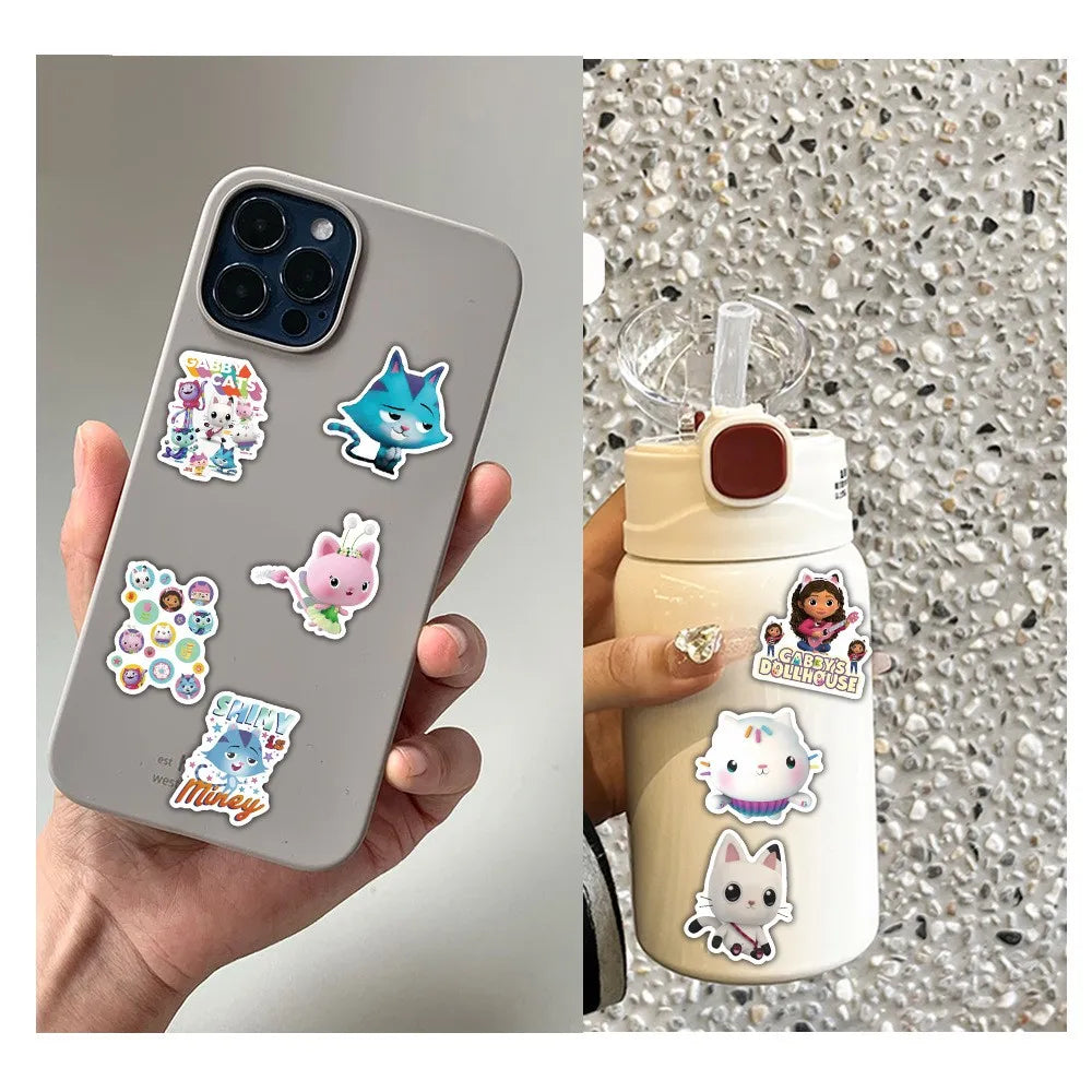 Autocollants pour maison de poupée Gabby, 100 pièces, pour valise, Skateboard, ordinateur portable, bagages, réfrigérateur, téléphone, style de voiture