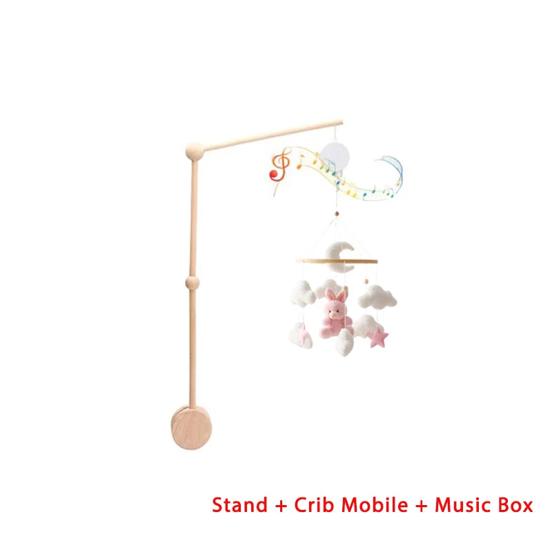 Mobile Musical en Bois pour Lit Bébé – Animaux Marins en Feutre, Hochet Suspendu Montessori