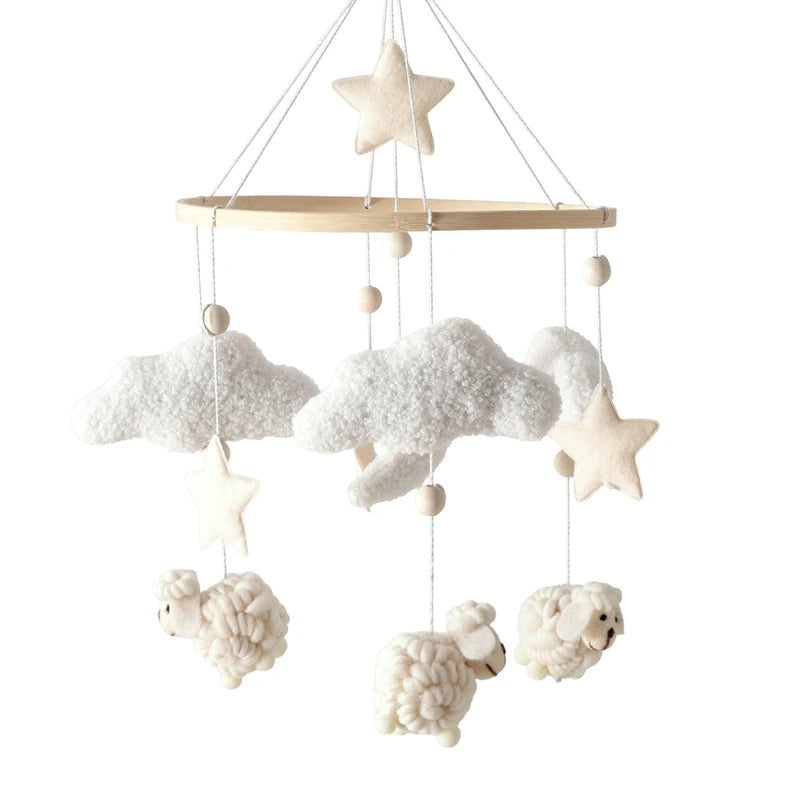 Mobile Musical en Bois pour Lit Bébé – Animaux Marins en Feutre, Hochet Suspendu Montessori