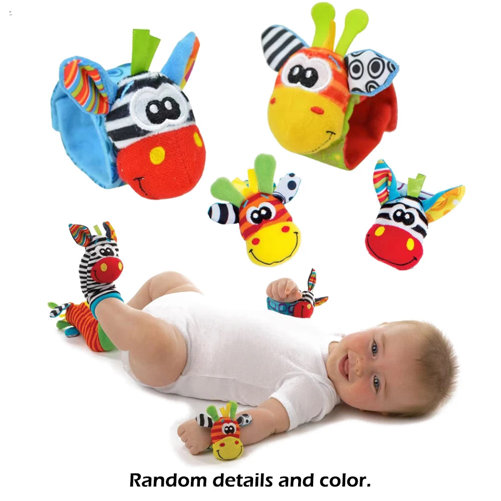 Chaussettes hochet au poignet pour bébé, jouet d'apprentissage pour fille et garçon, dévChaussettes Hochet Bébé avec Bracelet de Poignet – Jouet Sensoriel d’Éveil Montessori 0 à 12 Mois