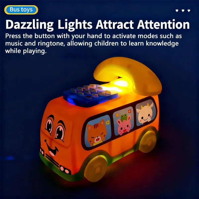Voiture de Bus téléphonique pour enfants, jouet éducatif Montessori Bus Téléphone Musical Montessori pour Bébé – Jouet Éducatif Interactif avec Sons, Lumières et Clavier d’Apprentissage