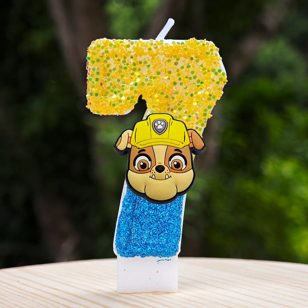 Bougie Paw Patrol 0-9 chiffres, personnage de dessin animé Paw Patrol, gâteau de fête enfichable, décoration de gâteau d'anniversaire, cadeau de réception-cadeau pour bébé