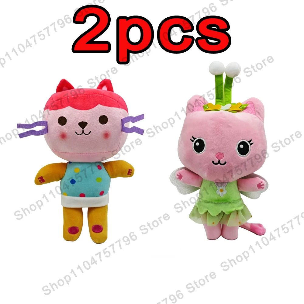 8 pièces Nouveaux porte-clés en peluche Maison de poupée Gabby, animaux en peluche Mercat, chat souriant, chat de voiture, chat câlin, cadeau d'anniversaire pour fille Gaby